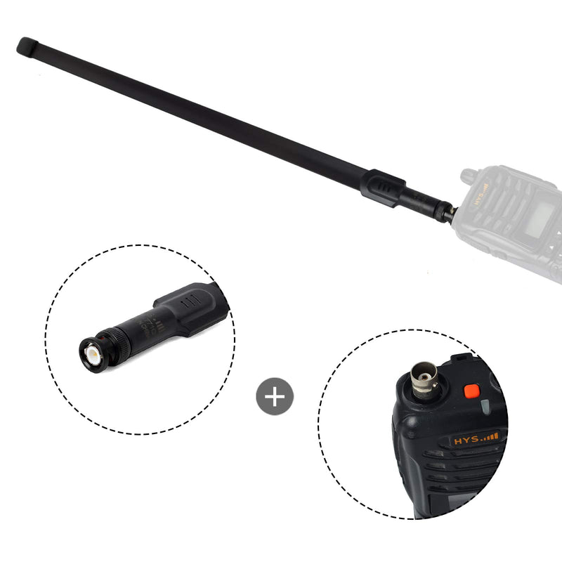 [Australia - AusPower] - HYS 771Q 20inch Dual Band 2Meter 70CM 144/430Mhz Portable Tactical Antenna BNC for ICOM IC-V8 IC-V80 IC-V82 IC-U82 IC-W32 Kenwood 2-Way Radio HT Scanner (Black) 