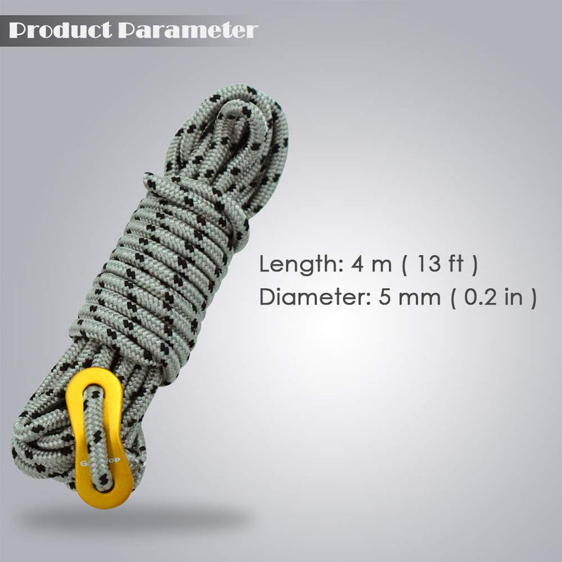 [Australia - AusPower] - GEERTOP Set of 6 Pack Camping Guylines 5mm Ultralight Tent Cord Rope with Aluminum Tensioner 