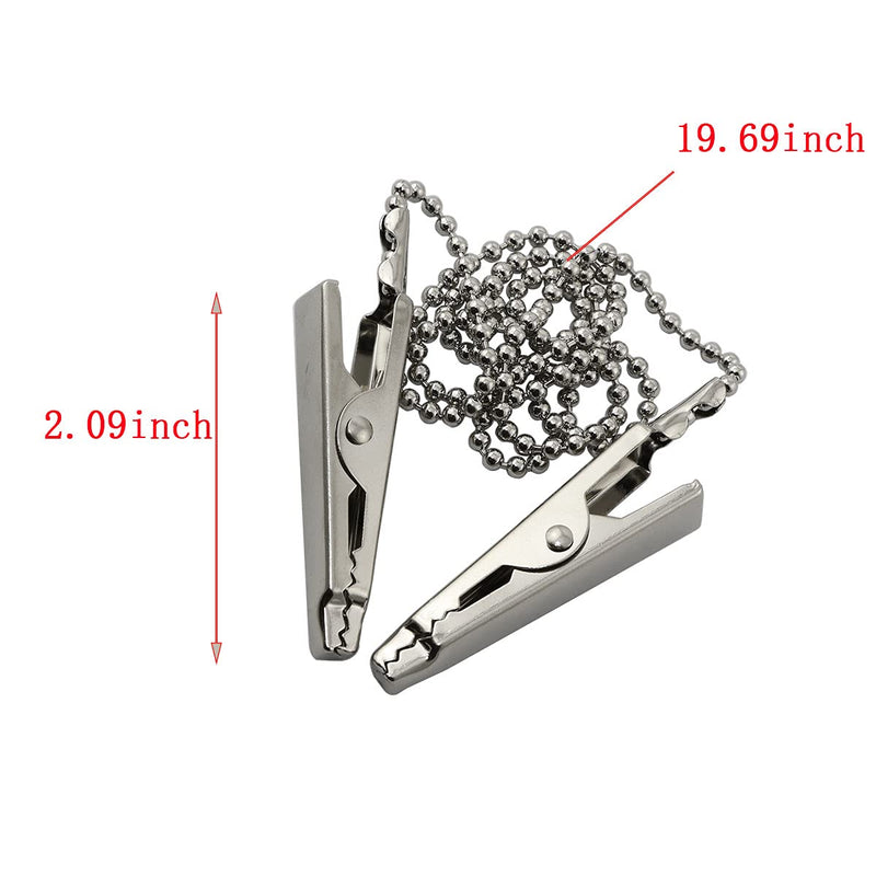 [Australia - AusPower] - ZYAMY 4pcs Dental Bib Clips Metal Napkin Clip Chain Keep Your Napkin Securely Placed While Dining, Silver 