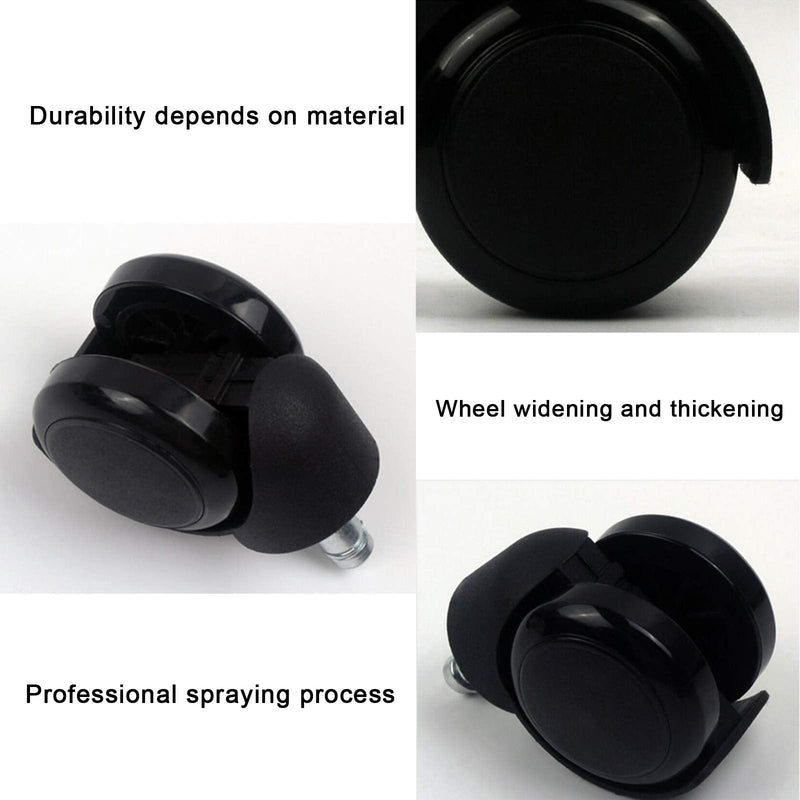 [Australia - AusPower] - Office Chair Wheels 2 Inch Chair Wheels 5PCS Wheels for Office Chair Office Chair Caster Wheels Replacement Floor Protecting Smooth Rolling Heavy Duty Computer Gaming Desk Universal Fit Standard Size 