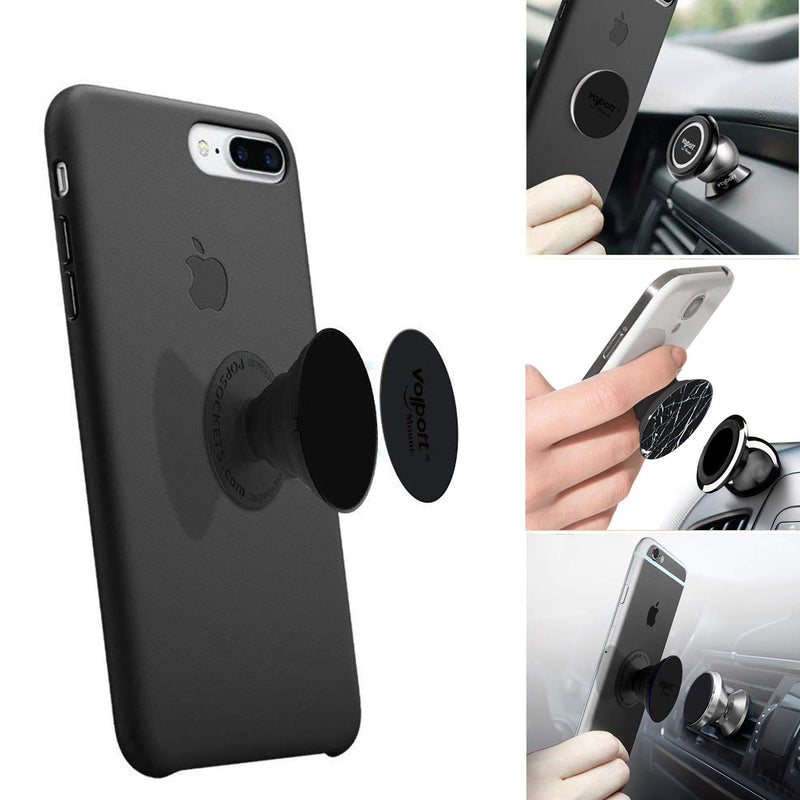[Australia - AusPower] - VOLPORT Mount Metal Plates Replacement 6pcs for Magnetic Phone Magnet Car Mount, Phone 3M Strong MagicPlate Metal Disc Sticker Adhesive Round for Magnet Cell Phone Holder Grip(Pops Stand Not Included) 