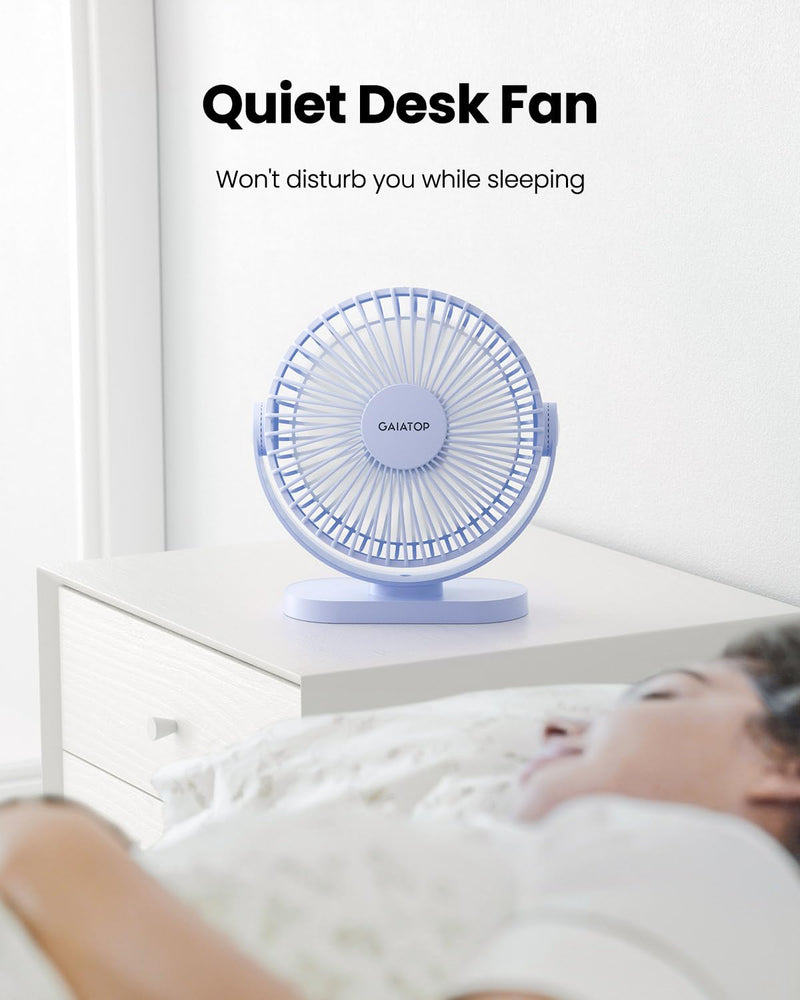 [Australia - AusPower] - Gaiatop USB Desk Fan, 3 Speeds Powerful Portable Fan, 5.5 Inch Quiet Cooling Mini Fan, 90° Rotate Small Table Fan with 5ft Cable Personal Fan for Desktop Home Office Travel Blue 