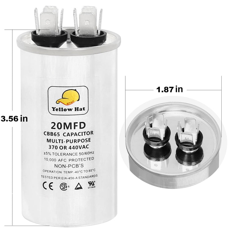 [Australia - AusPower] - Capacitor for Air Conditioner 20 uf MFD 370 or 440 Volt VAC, Multi-Purpose Round Capacitor-5 Year Warranty 20MFD 