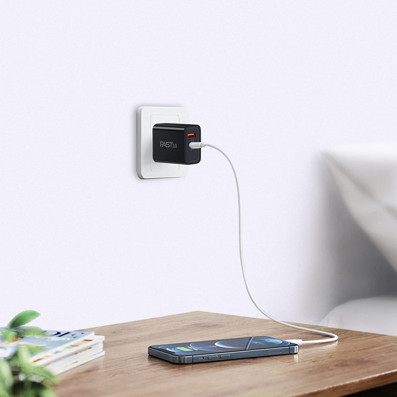 [Australia - AusPower] - USB C Power Adapter, Boxeroo 5-Pack 20W Dual-Port Wall Charger Plug, PD Fast Charger, Type USB C Charger with Quick Charger 3.0 Compatible iPhone 12/ Mini/Pro Max/11/11 Pro Max/Galaxy/Pixel and More Black 