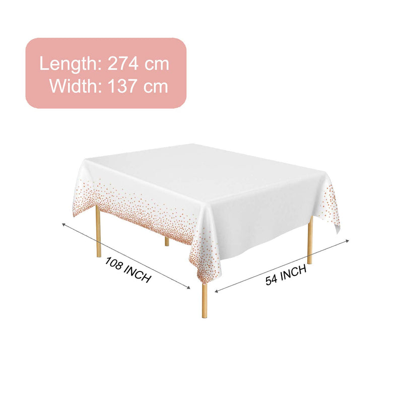 [Australia - AusPower] - 4 Pack - Plastic Tablecloths for Rectangle Tables,- Rose Gold Dot Confetti Party Table Cloths Disposable,Rectangular Table Covers, for Parties Thanksgiving Christmas Wedding, Anniversary,- 54" x 108" 