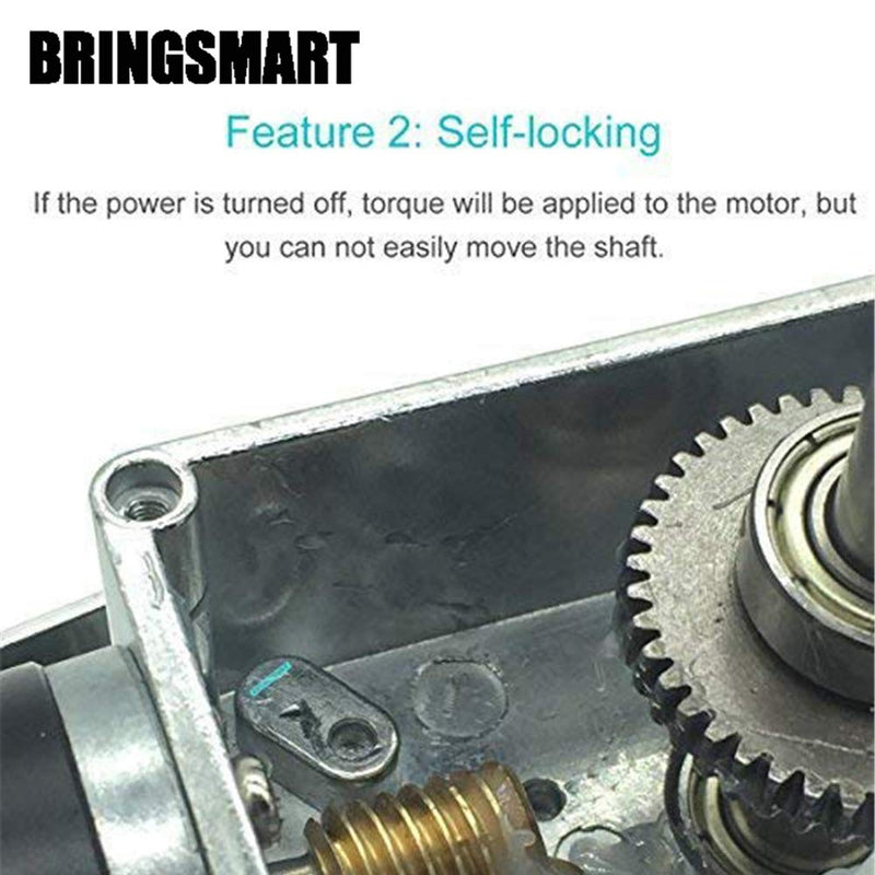 [Australia - AusPower] - Bringsmart 12V 12rpm DC Worm Gear Motor 70kg.cm High Torque Self-locking Reversed Mini Turbine Geared Motor for DIY Robot Rotating Table Door Lock Curtain Machine (12V 12rpm) 