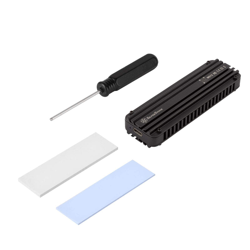 [Australia - AusPower] - Silverstone MS12, 20Gbps SuperSpeed+ USB 3.2 Gen 2x2 Type-C to NVMe M.2 SSD Enclosure, Aluminum, Black, SST-MS12 