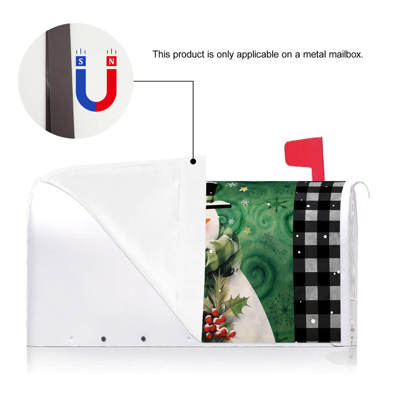 [Australia - AusPower] - Texupday Winter Snowman With Cardinal Buffalo Check Plaid Decoration Mailbox Cover With Magnetic Strip Holiday Mailbox Wraps Post Letter Box Cover Standard Size 21" X 18" for Garden Outdoor Yard Decor 