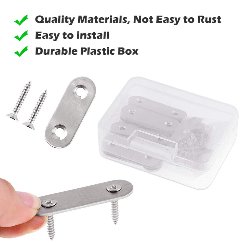 [Australia - AusPower] - Glarks 20 Sets 50mm/2inch Stainless Steel Flat Straight Brace Brackets Mending Joining Plates Repair Fixing Bracket Connector and 40pcs Self Tapping Screws Set (50mm/2inch) 