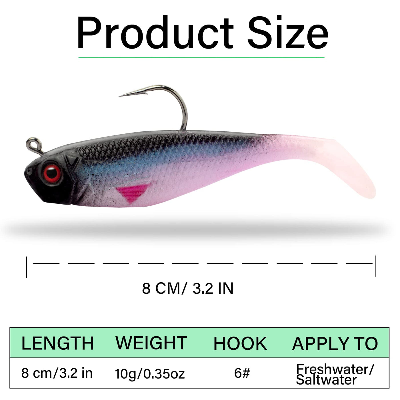 HOBOHY Fishing Lures, Soft Lure Swimbaits with Paddle Tail with