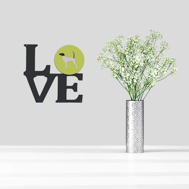 [Australia - AusPower] - Caroline's Treasures BB3795WALV English Pointer Checkerboard Green Metal Wall Artwork Love, 12X12, Multicolor 
