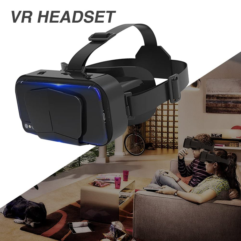 [Australia - AusPower] - GEZICHTA 3D VR Glasses VR Virtual Reality Headset Support 360°Panorama Large Screen an-ti Bluelight Adjustable Pupil Distance Preven-t Fatigue Goggles for Movies Games VR Glasses (Black) Black 