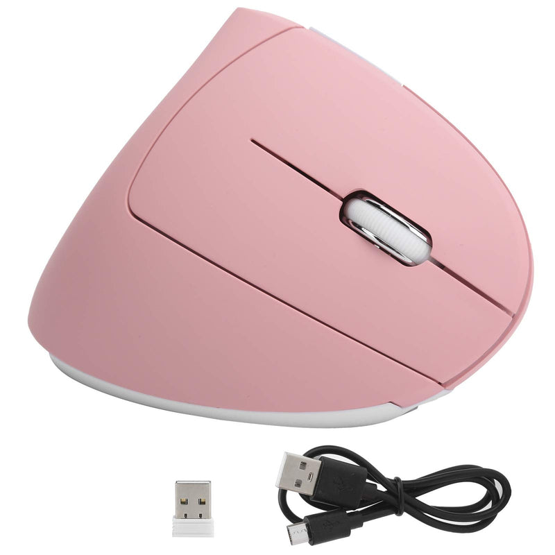 [Australia - AusPower] - Ergonomic Vertical Mouse, 2.4G Wireless Optical Game Mouse, RGB Backlight, Adjustable 4-Level 2400DPI, 6 Button for PC/ Laptop Desktop(Pink) 