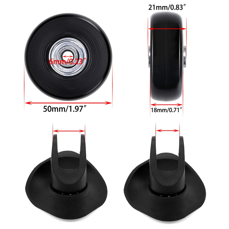 [Australia - AusPower] - OwnMy 50 x 18mm Set of 4 Luggage Suitcase Replacement Wheels, Rubber Swivel Caster Wheels Bearings Repair Kits 