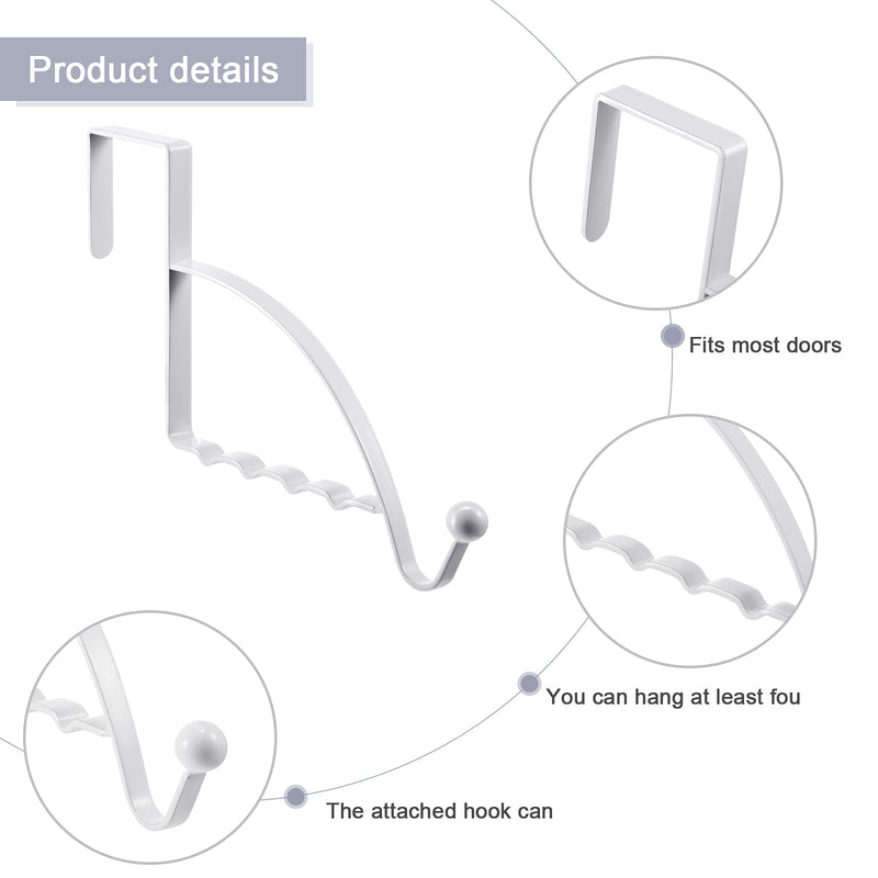 [Australia - AusPower] - Hotop 2 Pieces Over Door Hooks Single Over Door Hooks Valet Hooks Multi Hanging Storage Hanger for Clothes Coats Towels Hats Scarves Purses Keys and More (White) White 
