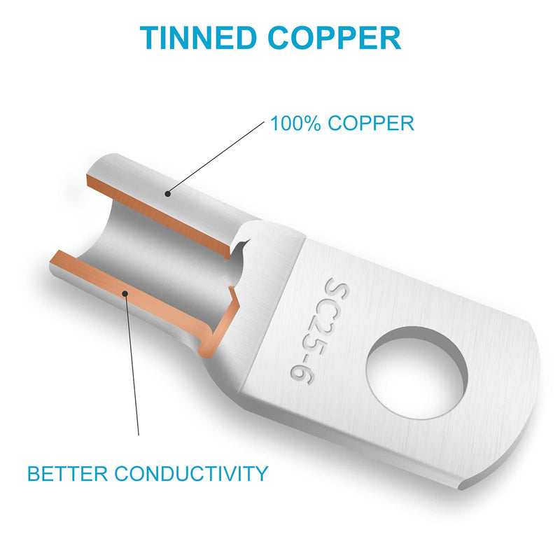 [Australia - AusPower] - 132 PCS Battery Terminal Connectors, 4 6 8 10 Gauge Wire Connectors, Battery Terminals, Tinned Cable Ends, Copper Wire Lugs for 4 6 8 10 AWG, Ring Terminals with Heat Shrink Tubing by HOUSUN 