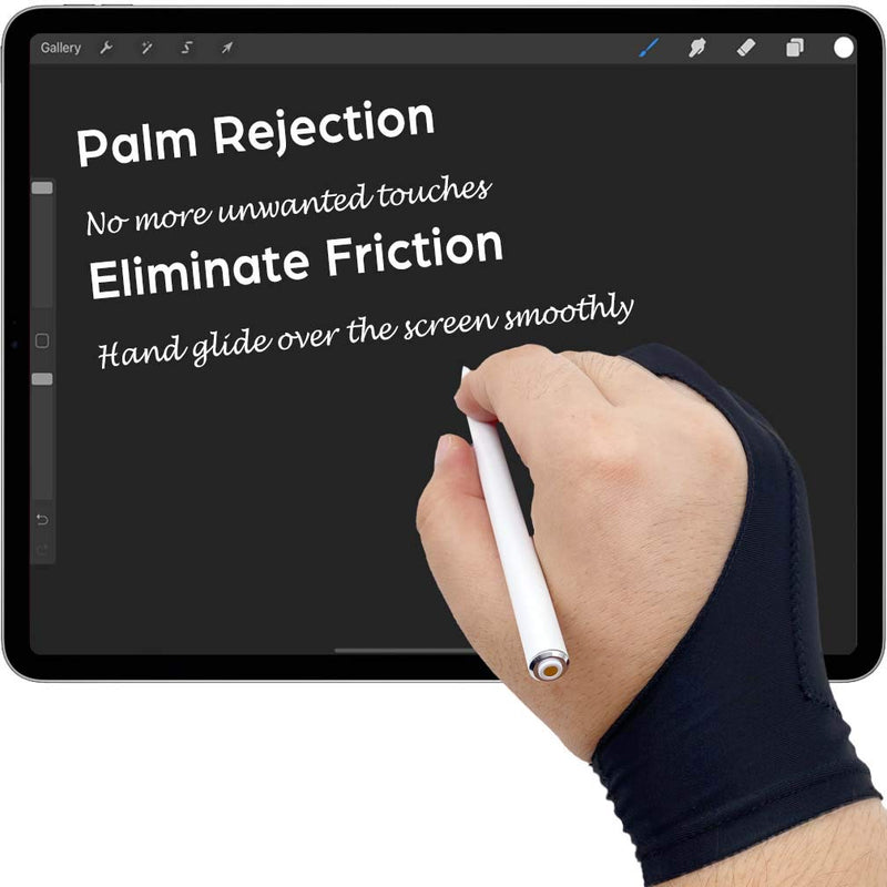 [Australia - AusPower] - Timebetter Artist Drawing Glove, Digital Art Glove for Tablet iPad, Palm Rejection, Two Open Finger, Fit Left Right Hand - L, Pack of 2 2 Finger, Tip Open 
