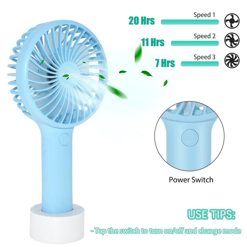 [Australia - AusPower] - Upgraded 5000mAh Portable Handheld Fan 3 Speed Mini USB Strong Wind 7-20 Hours Runtime Personal Electric Small Fan for Travel Office Outdoor (Cream Blue+pink) Cream Blue+pink 