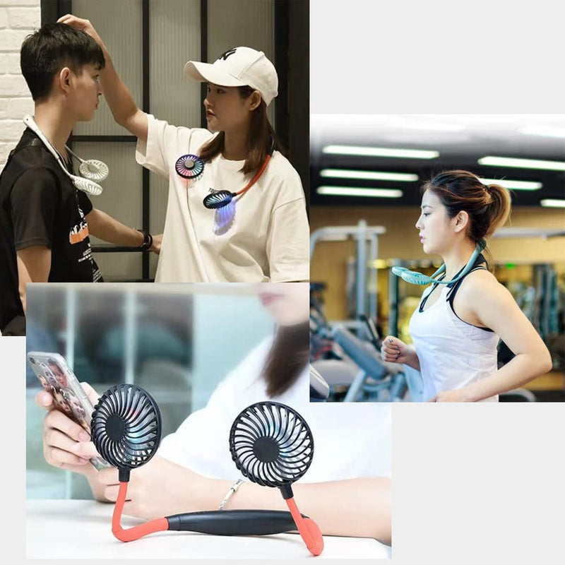 [Australia - AusPower] - Portable Neck Fan USB Neck Hang Fan Hand Free Personal Mini Lazy person Fan 360 Degree Rotation Cooling Handheld Wearable Suitable Fan for Office Household Travel Room Outdoor Sports. White-03 