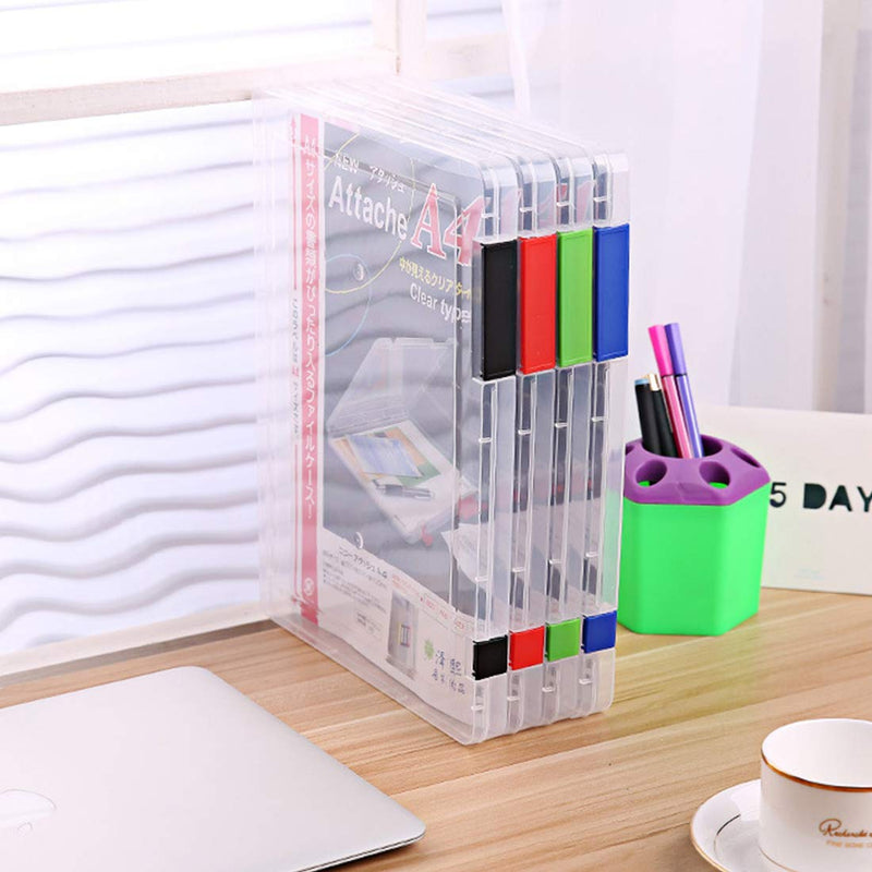 [Australia - AusPower] - Lemical Portable A4 Magazine File Box Document Paper Organizer With Buckle Closure Transparent Plastic File Container School Office Supplies Clear Desk File Holder green 