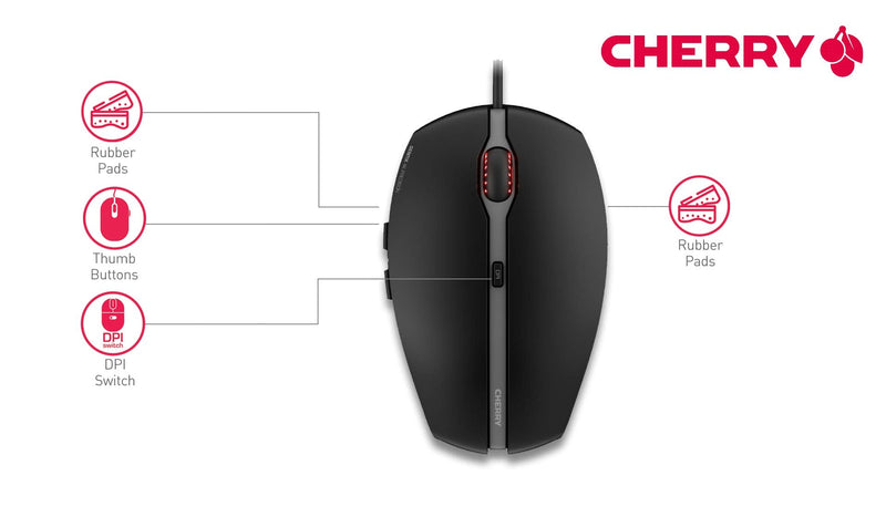 [Australia - AusPower] - Cherry GENTIX 4K mice USB Optical 3600 DPI Ambidextrous, Black Single 