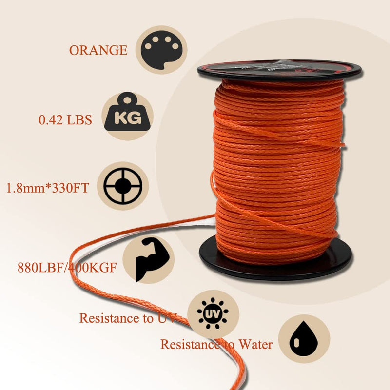 [Australia - AusPower] - X MONSTER Throw Line 1.8mm 100% UHMWPE Easter Rope for Arborists, Best for Tree Climbing, High Limb Throwing, Outdoor General Purpose ORANGE 165.0 Feet 