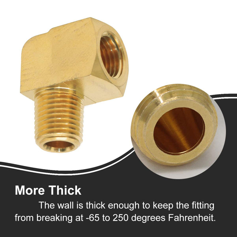 [Australia - AusPower] - transkoot 2 pcs Brass Fitting, 1/8" NPT Male Pipe to 1/8" NPT Female Pipe 90 Degree Barstock Street Elbow 1/8" 