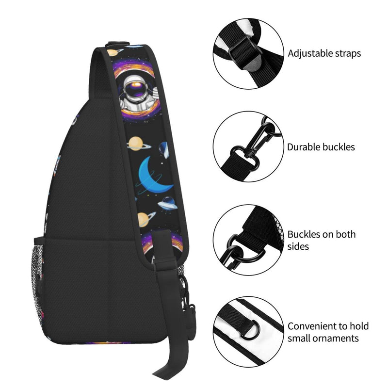 [Australia - AusPower] - Astronaut Sling Bag Crossbody Backpack Hiking Travel Daypack Chest Bag Lightweight Shoulder Bag For Women Men Astronaut One Size 