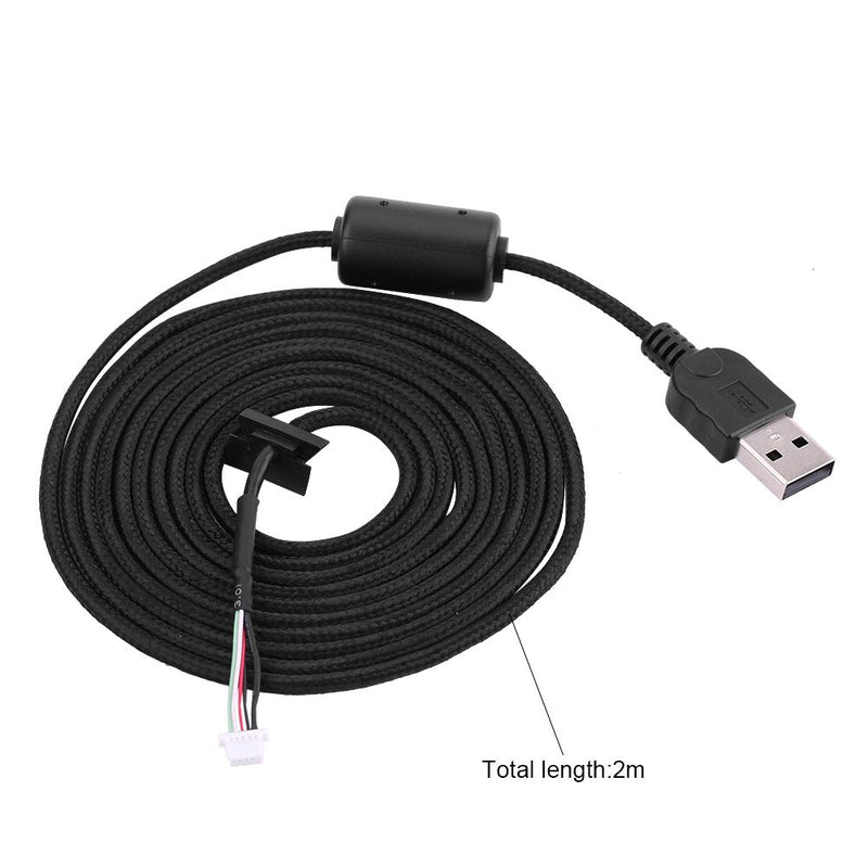 [Australia - AusPower] - Richer-R USB Mouse Cable,2meters USB Mouse Extension Line Wire Cable Replacement Repair Accessory For Logitech G9/G9X Game Mouse, Black… 