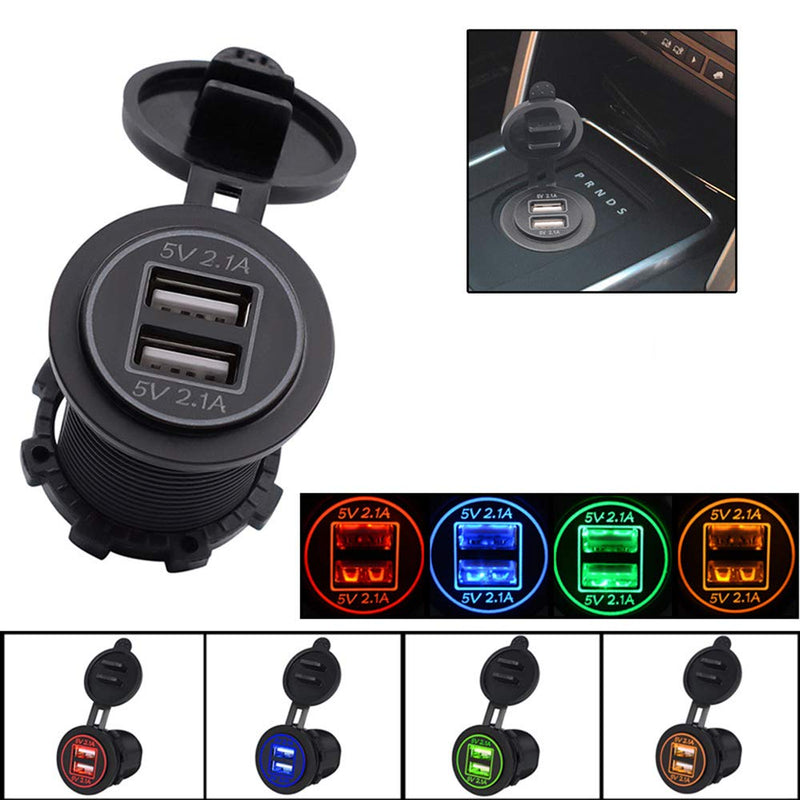 [Australia - AusPower] - Dual USB Charger Socket Power Outlet - 2.1A & 2.1A for Car Boat Marine Mobile with Wire Fuse DIY Kit (4.2A-Red) 