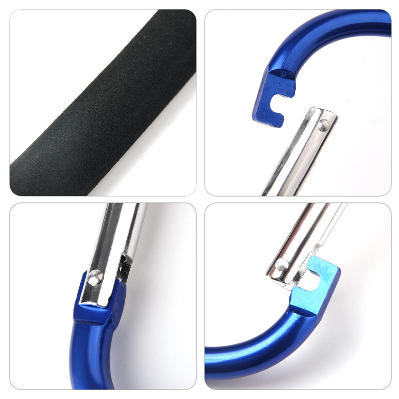 [Australia - AusPower] - sansheng 4PCS Large Carabiner - 5.5"D-Style Click and Carry Bag Carrier Stroller Hooks(Black and Blue) 