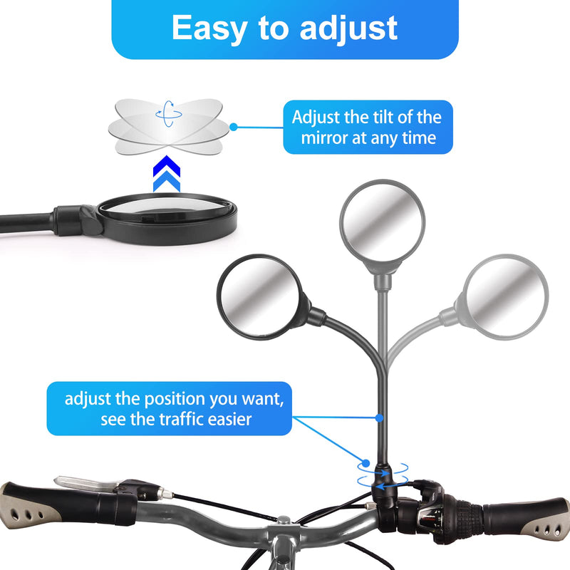 [Australia - AusPower] - HOMEE Bike Mirror, 2 Pack Rear View Mirror 360°Rotatable Shockproof Adjustable Handlebar Bicycle Rearview Mirrors for Mountain Road Bike Electric Bicycle 