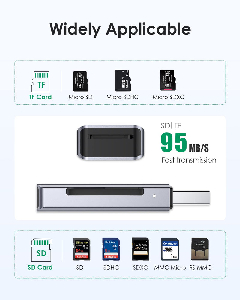 [Australia - AusPower] - LENTION USB 3.0 Type A to SD/Micro SD Card Reader, SD 3.0 Card Adapter for SD/SDXC/SDHC, Micro SD/Micro SDXC/Micro SDHC Cards Compatible MacBook Pro/Air, Surface, Chromebook, More (CB-H7, Space Gray) 