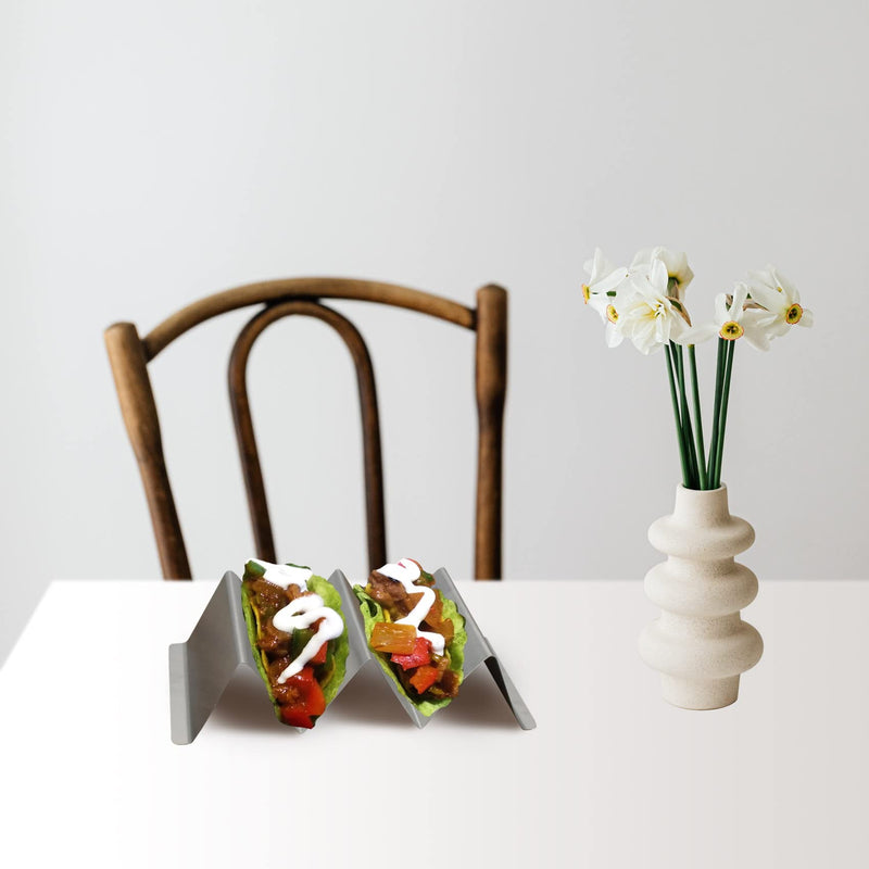 [Australia - AusPower] - Taco Holder Stainless Steel Taco Stand with Handle Taco Holders Rack Trays for 3 Tacos Oven Grill and Dishwasher Safe Set of 2 