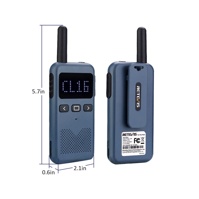 [Australia - AusPower] - Retevis RB19 Portable Two Way Radios,Rechargeable Walkie Talkies for Adults,Small 2 Way Radio Long Range,Ultra Thin,Channel Display,Emergency Alarm(1 Pack) 