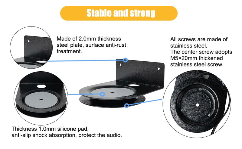 [Australia - AusPower] - shinar Metal Wall Mount Compatible with Homepod 2, Bracket Accessories Stand Compatible with Homepod 2 Integrated Cable Management Max. 12 (2-Pack, Black) 2 Pack 