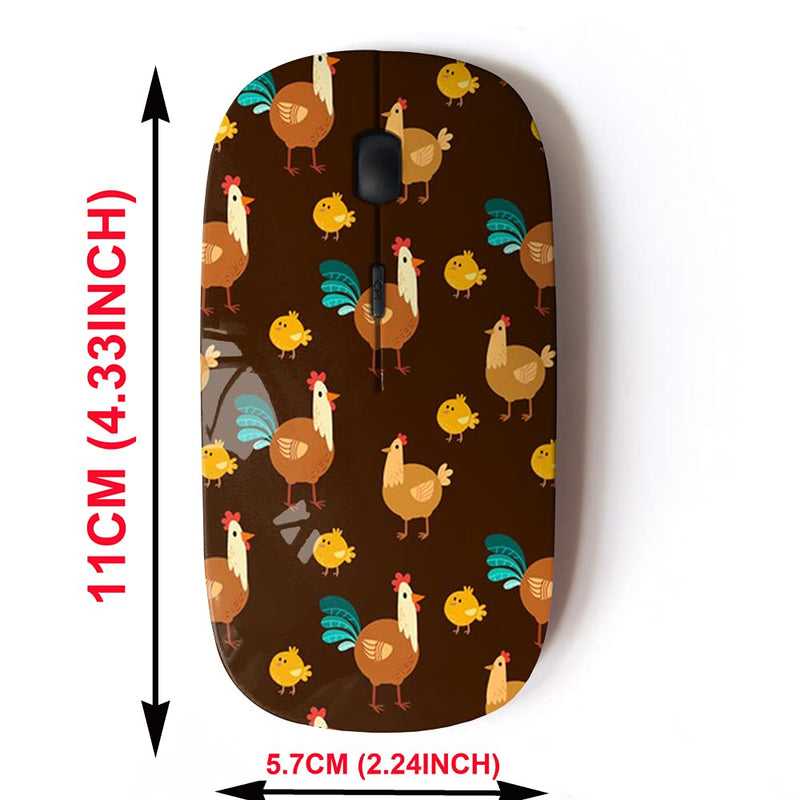[Australia - AusPower] - 2.4G Wireless Mouse with Cute Pattern Design for All Laptops and Desktops with Nano Receiver - Cute Brown Different Chicken 