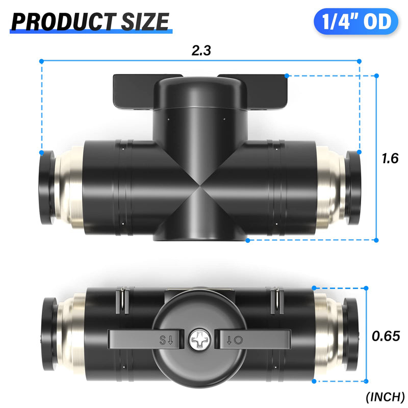 [Australia - AusPower] - TAILONZ PNEUMATIC BVU-1/4 OD Ball Valve Air Flow Control Valve Push to Connect Fitting（Pack of 1） 1/4 Inch 