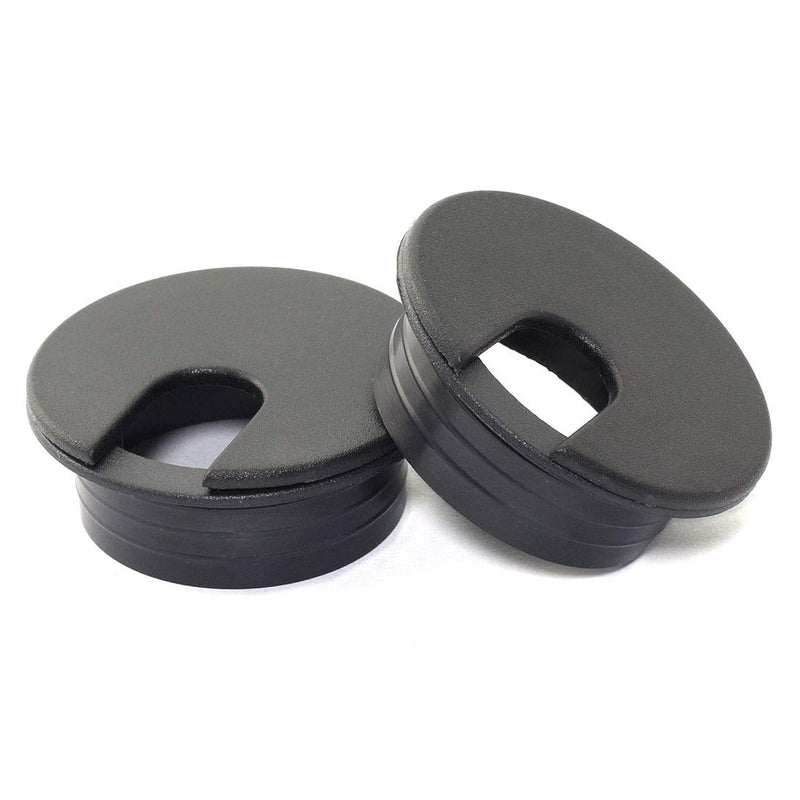 [Australia - AusPower] - HJ Garden 2pcs 1-3/8 inch Desk Wire Cord Cable Grommets Hole Cover for Office PC Desk Cable Cord Organizer Plastic Cover Black 2 