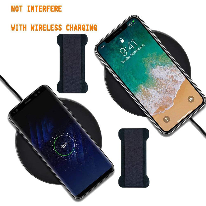 [Australia - AusPower] - WUOJI - Finger Strap Phone Holder - Ultra Thin Anti-Slip Universal Cell Phone Grips Band Holder for Back of Phone -2Pack(Black) Black 