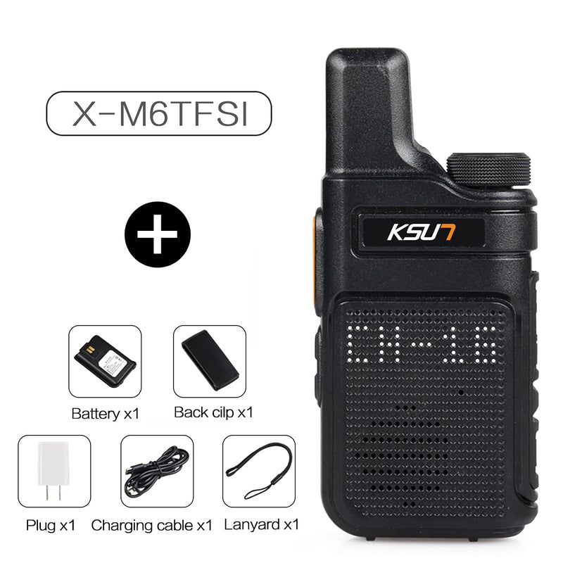 [Australia - AusPower] - Walkie Talkies with Earpiece and Mic Set, 2 Pack FRS Security LED for Adults No 50 Miles Radio Long Range with Mic Waterproof VOX 4000mAh Rechargeable Lithium Ion Battery for Hiking Camping KSUN M6 