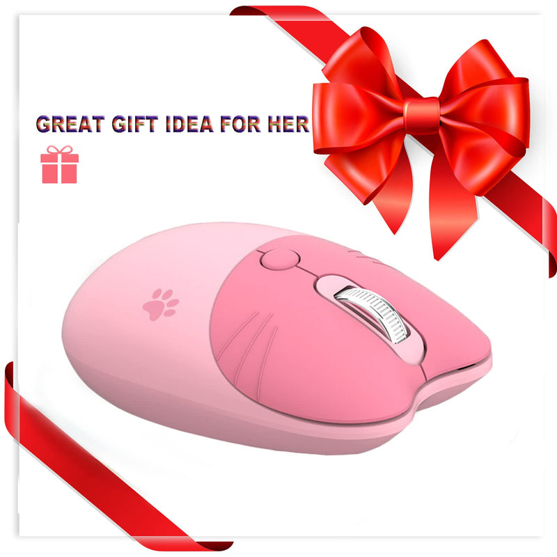 [Australia - AusPower] - Attoe Cute Wireless Mouse,2.4G Cordless Silent Mice for Girls Kawaii Mouse with USB Receiver Cat Theme Mouse for Laptop PC Computer MAC (Cherry Blossom Pink) Cherry Blossom Pink 