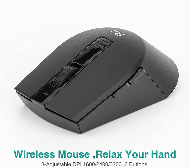 [Australia - AusPower] - Rii RKM709 2.4 Gigahertz Ultra-Slim Wireless Keyboard and Mouse Combo, Multimedia Office Keyboard for PC, Laptop and Desktop,Business Office(Black) Black 