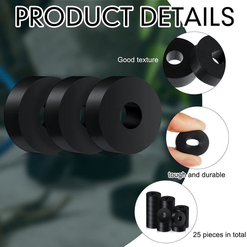 [Australia - AusPower] - Thick Rubber Washers 3/4 Inch OD x 1/4 Inch ID x 1/4 Inch Thickness Rubber Bushing Black Rubber Spacer Bushing Washers Flat Washers (25 Pack) 25 