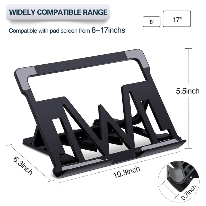 [Australia - AusPower] - Light Pad Stand, Iusmnur Ergonomic Foldable Portable Design with 5 Angle Adjustable Non-Skidding Holder Compatible with 8" to 17" A3/A4 Artist Light Box(Black) 