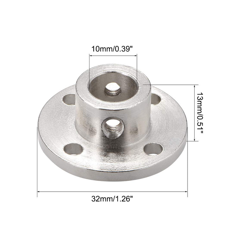[Australia - AusPower] - uxcell 10mm Inner Dia H13*D16 Rigid Flange Coupling Motor Guide Shaft Coupler Motor Connector Silver Tone 2 PCS for DIY Parts 