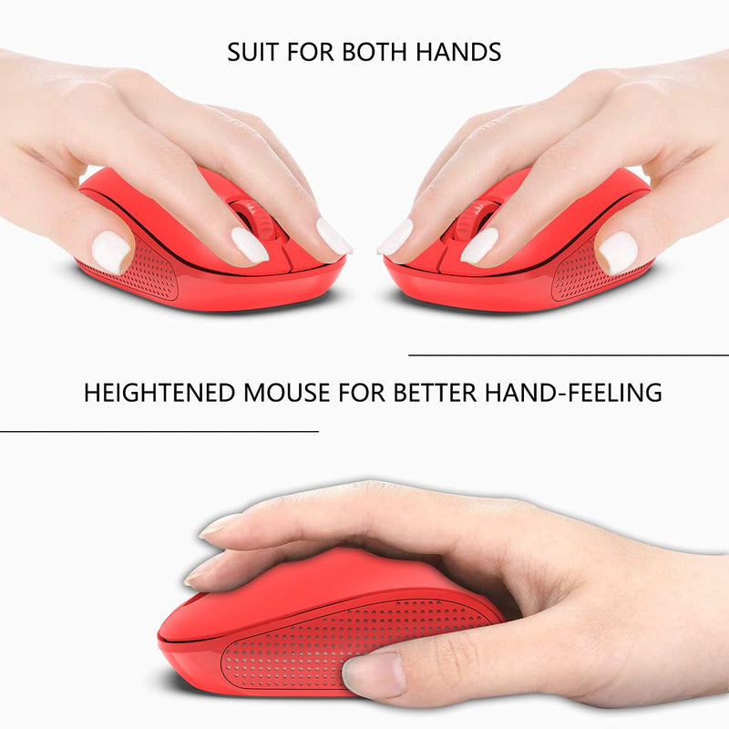 [Australia - AusPower] - AIKUN Wireless Mouse, 2.4G Noiseless Mouse with USB Receiver - Portable Computer Mice for PC, Tablet and Laptop (AIKUN MX36-Red) 