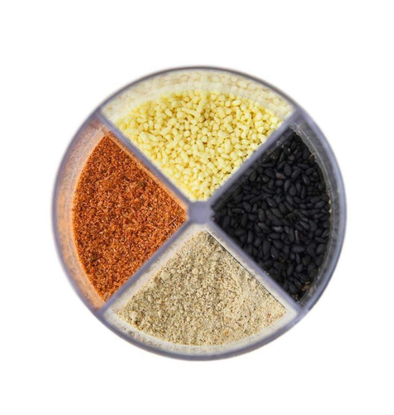 [Australia - AusPower] - AKOAK 1 Pack Multifunctional Four Room Seasoning Bottle Plastic Transparent Storage Box Household Kitchen Seasoning Small Powder Jar 