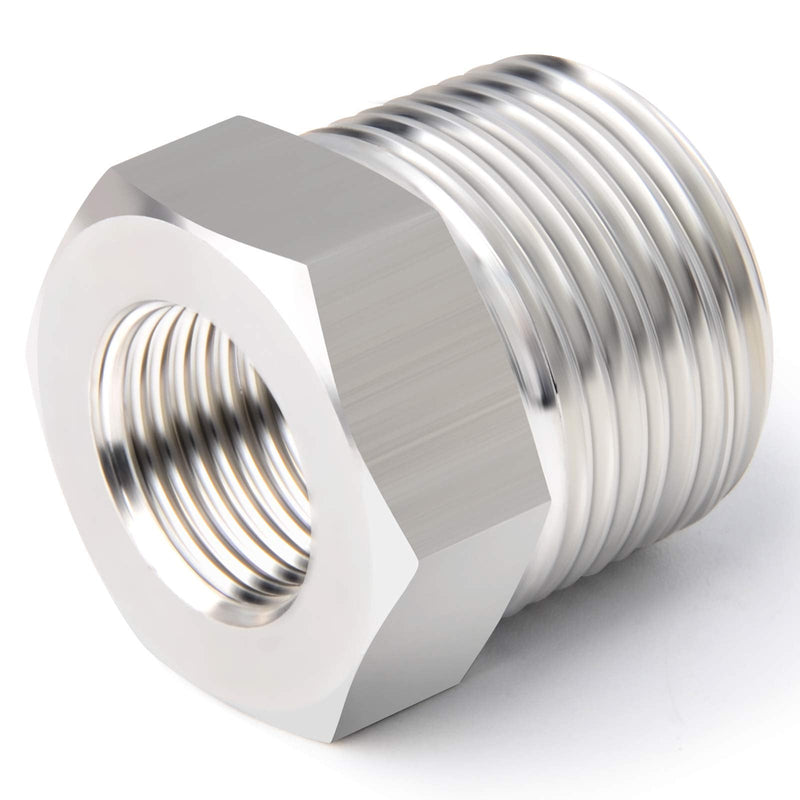 [Australia - AusPower] - TAISHER 2PCS Forging of 304 Stainless Steel Reducer Hex Bushing, 1/2" Male NPT to 3/8" Female NPT, Reducing Forging Pipe Adapter Fitting 1/2” MNPT x 3/8“ FNPT 2 