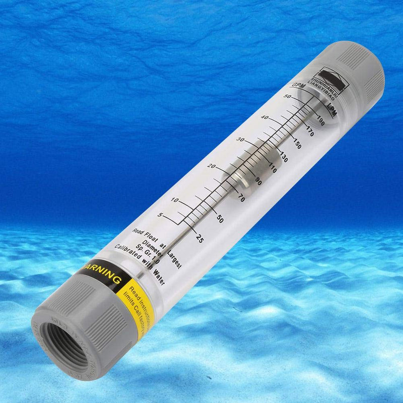 [Australia - AusPower] - Water Liquid Inline Flowmeter 1" PT Female Threaded, 5-50GPM Clear Acrylic Water Flowmeter with Stainless Steel Float for Pipeline Flow Measure 